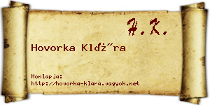 Hovorka Klára névjegykártya